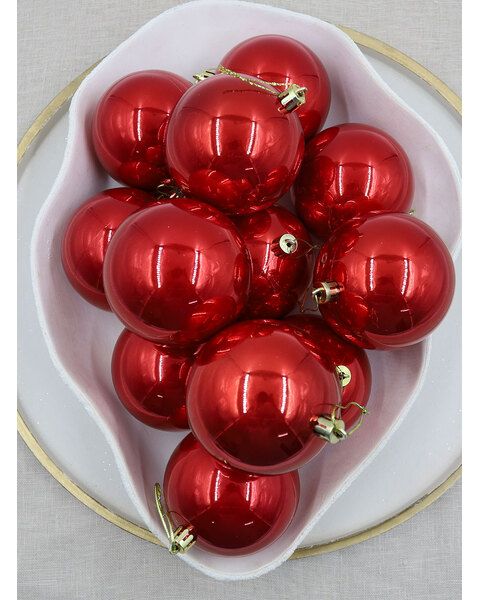 Red Christmas Baubles 70mm Pearl 48 Pack