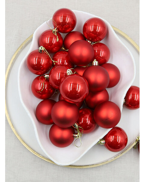 Red Christmas Baubles 70mm Pearl Matt 48 Pack