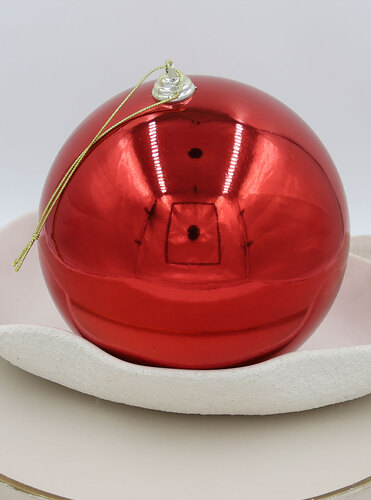 RED 200mm Christmas Bauble Gloss 4 Pack