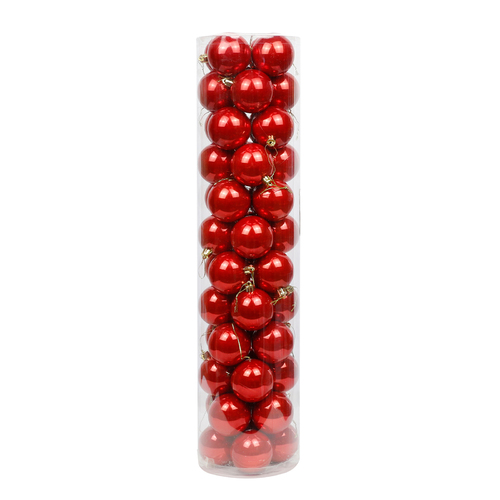 Red Christmas Baubles 60mm Gloss 24 Pack