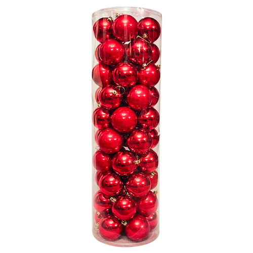 RED 80mm Christmas Baubles Gloss 48 Pack