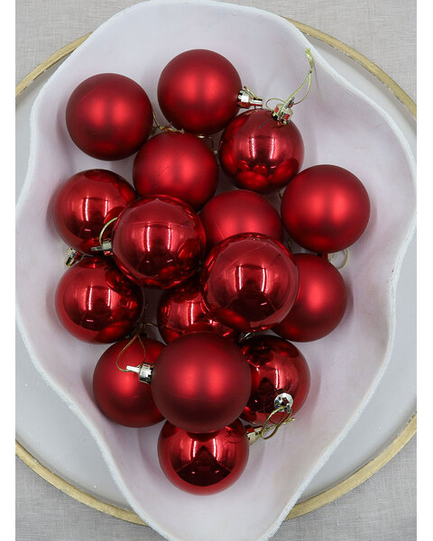 RED 60mm Christmas Baubles Gloss Matt 16 Pack