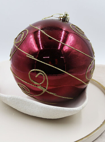 RED   200mm  Christmas Bauble - Shiny