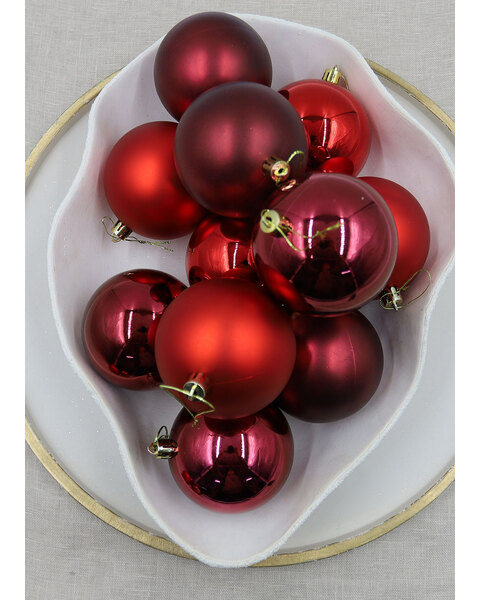 Red & Wine Red Christmas Baubles 70mm 24 & 48 Packs Gloss Matt