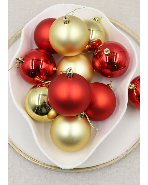RED & GOLD 80mm Christmas Baubles Gloss Matte 24 & 48 Packs