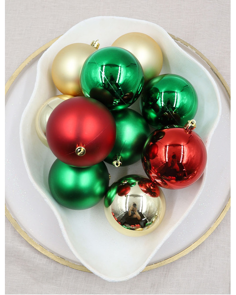 RED GOLD GREEN Christmas Baubles 80mm Gloss Matt 24 Pack