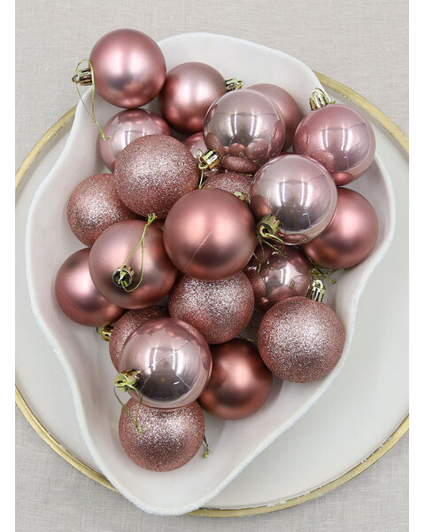 Rose Gold Christmas Baubles 60mm Pearl Matt Packs