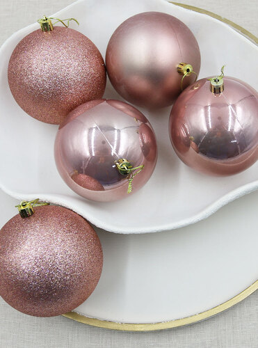 Rose Gold Christmas Baubles 100mm 24 Baubles 