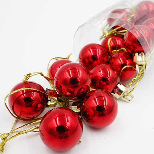 RED 20mm Christmas Baubles Gloss 18 pack