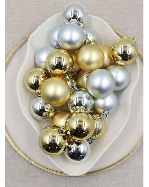 SILVER GOLD Christmas Baubles 70mm Glossl Matt Packs