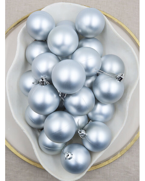 Silver Christmas Baubles 60mm Matt