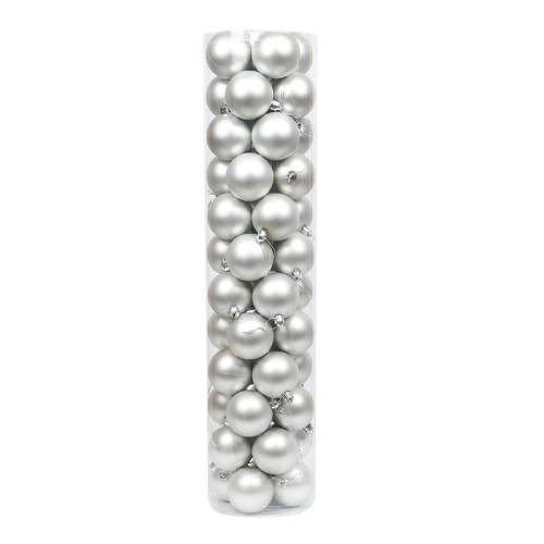 Silver Christmas Baubles 60mm Pearl 48 Pack