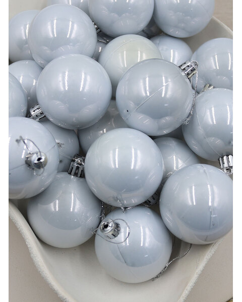 Silver Christmas Baubles 60mm Pearl 24 Pack