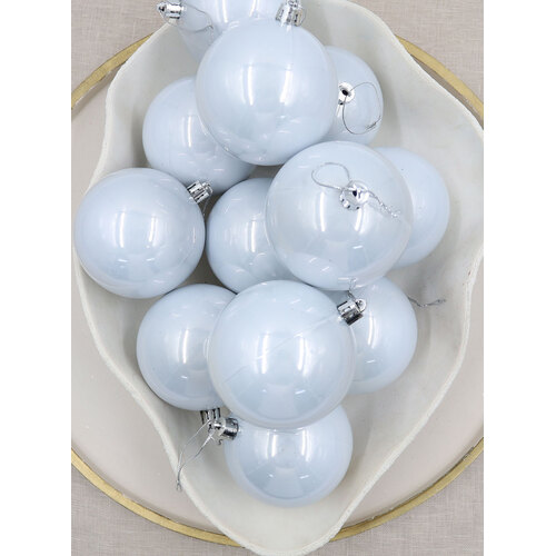 Silver Christmas Baubles 80mm Pearl 24 Pack