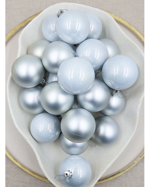 Silver Christmas Baubles 60mm Pearl Matt