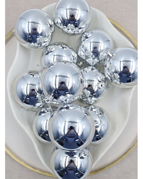 Christmas Baubles 70mm SILVER Packs Gloss