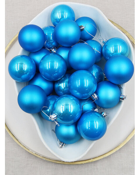 Sky Blue Christmas Baubles 60mm Pearl Matt