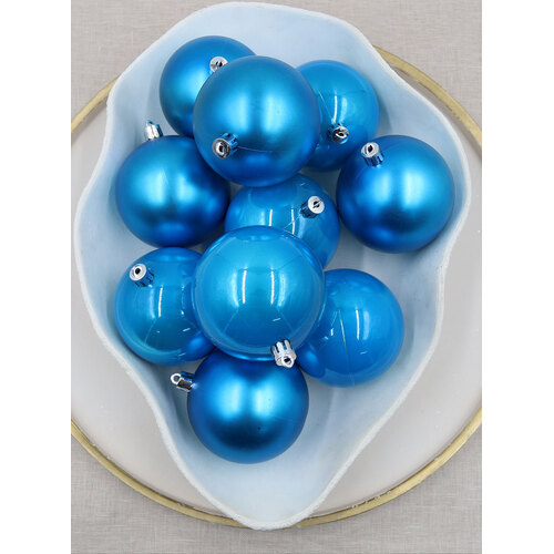 Sky Blue Christmas Baubles 80mm Pearl Matt 24 & 48 Packs