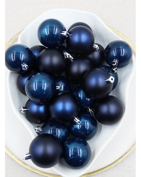 Midnight Blue Christmas Baubles 80mm Packs Pearl