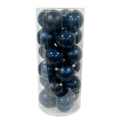 Midnight Blue Christmas Baubles 70mm 24 Pack