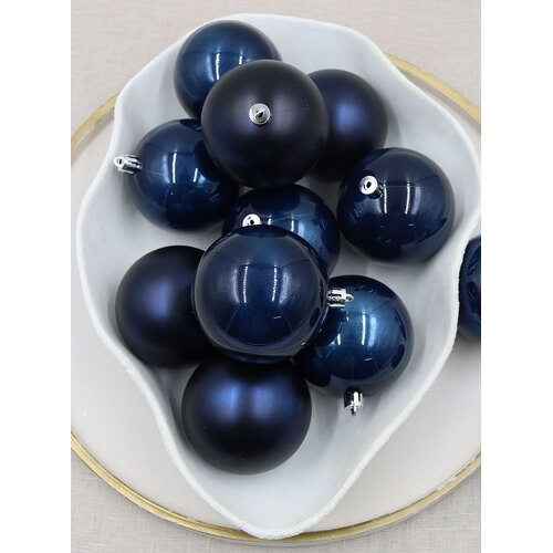 Midnight Blue Christmas Baubles 80mm