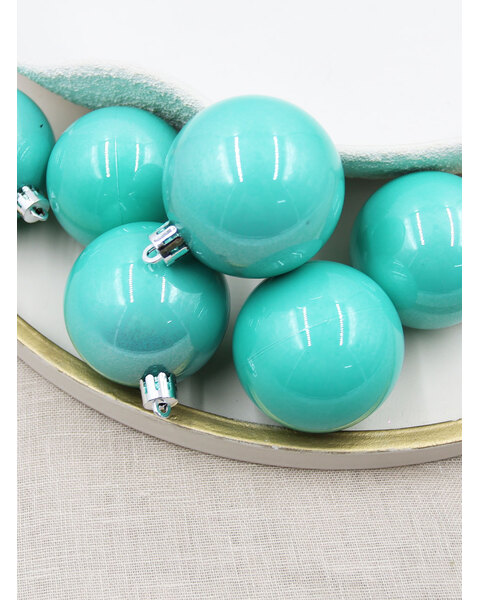 Tiffany Blue Christmas Baubles 60mm Pearl 24 Pack