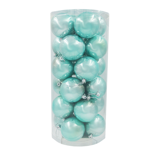 Tiffany Blue Christmas Baubles 70mm Pearl 24 Pack