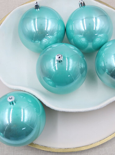 Tiffanie Blue Christmas Baubles Pearl 100mm