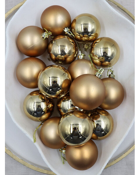 TOFFEE 60mm Christmas Baubles Gloss Matt 16 Pack