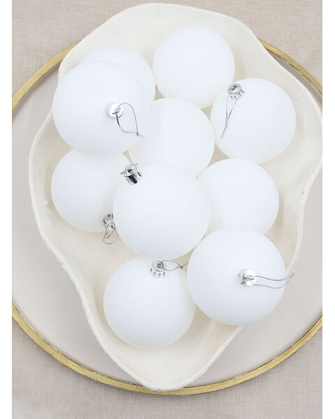 White 100mm Christmas Baubles 24 Matt