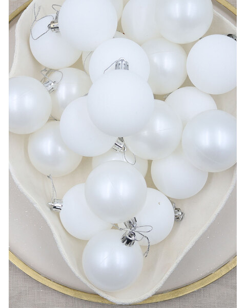 White Christmas Baubles 60mm Pearl Matt