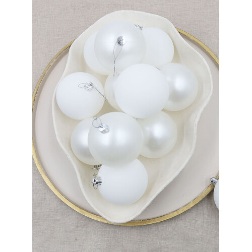 White Christmas Baubles 80mm Pearl Matt 24 and 48 Pack