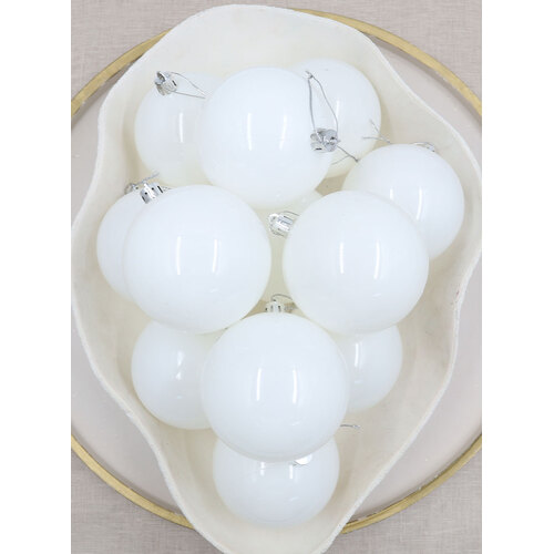 80mm Christmas Baubles WHITE 24 & 48 Packs Gloss