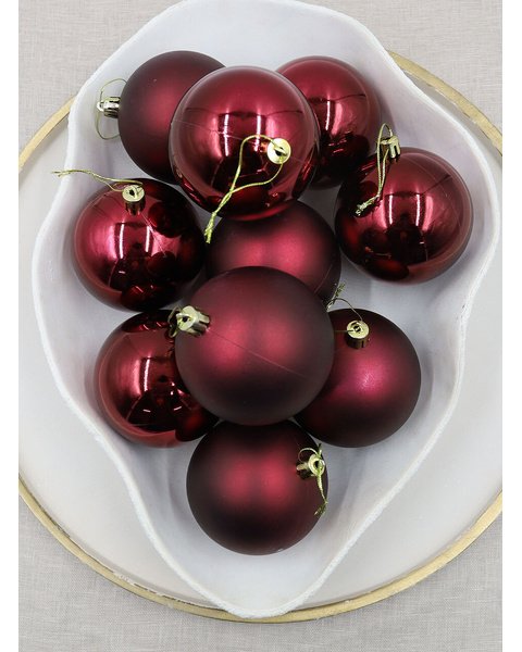 Wine Red Christmas Baubles 60mm Pearl Matt