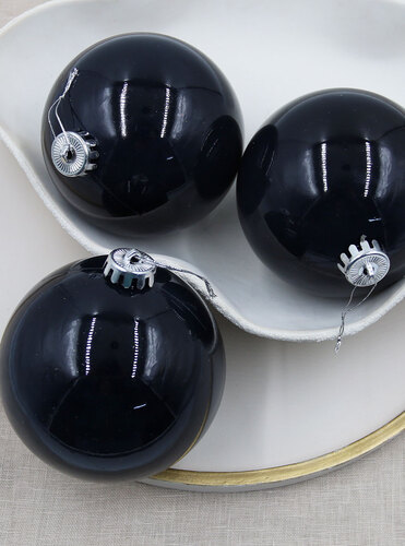 BLACK Christmas Baubles 120mm 3 Balls Gloss