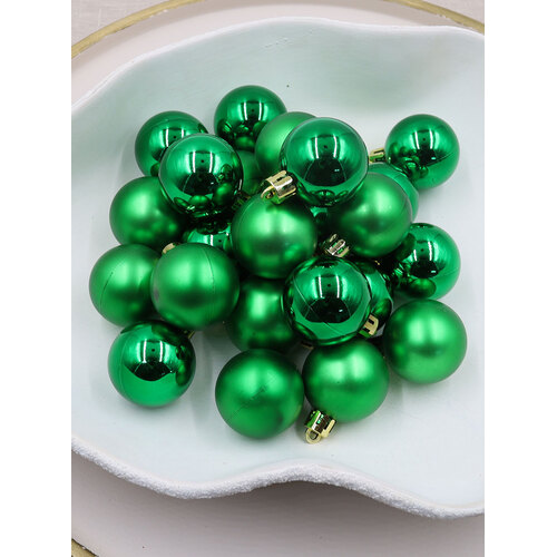 GREEN 40mm Christmas Baubles Gloss Matt 24 pack