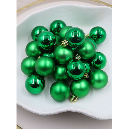 GREEN  40mm  Christmas Baubles  -  Gloss  Matt  - 24 pack