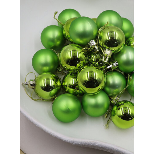 APPLE GREEN 40mm Christmas Baubles Gloss Matt 24 pack