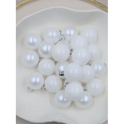 PEARL WHITE 40mm Christmas Baubles Gloss Matt 24 pack