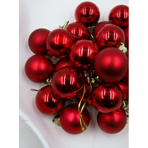 RED   40mm  Christmas Baubles   -  Gloss Matt   -  24 pack