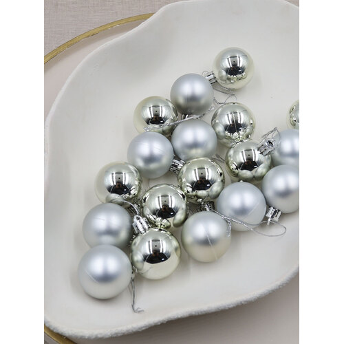 SILVER 40mm Christmas Baubles Gloss Matt 24 pack