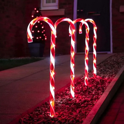 Solar Power Small Candy Cane Set of 4