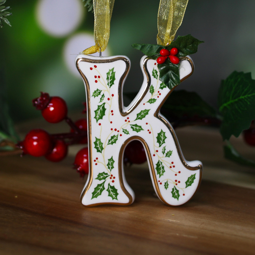 "K" Ceramic Christmas Letter