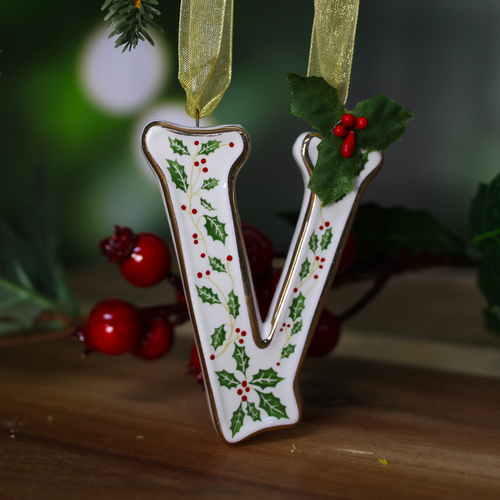 "V" Ceramic Christmas Letter
