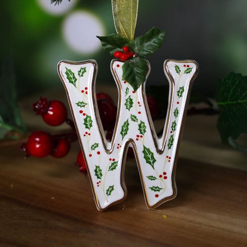 "W" Ceramic Christmas Letter