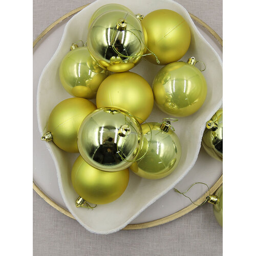 CHAMPAGNE GOLD 80mm Christmas Baubles Shiny Pearl Matt