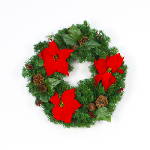 Red Ponsietta Wreath 60cm