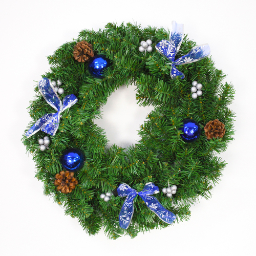 Blue & Silver Pre-Decorated Wreath 60cm