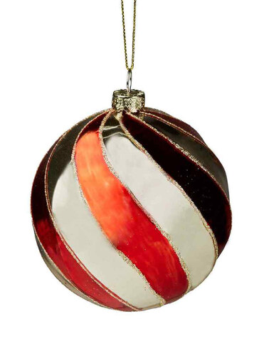 10cm Red & Gold Glass Christmas Bauble