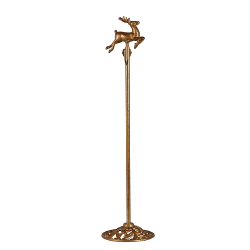 Adjustable Antique Gold Christmas Wreath Stand with Deer